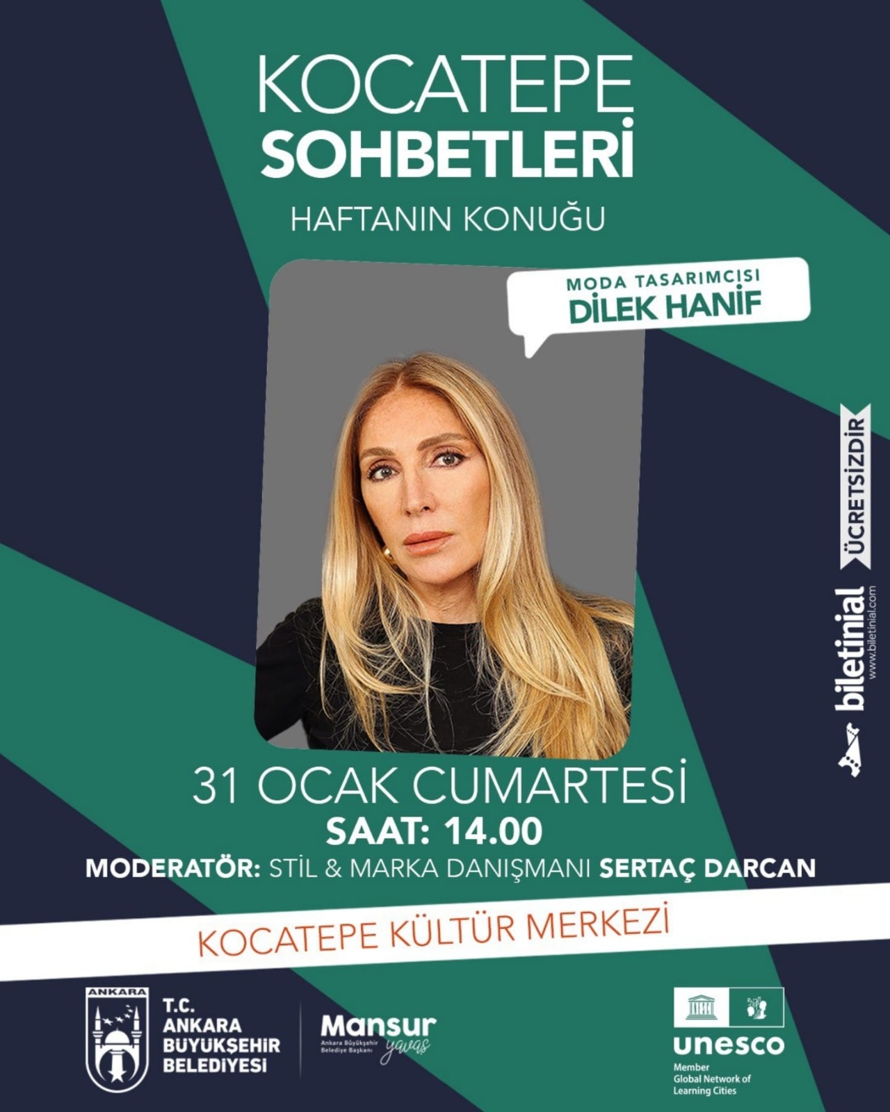 DİLEK HANİF, KOCATEPE SOHBETLERİ’NDE BAŞKENTLİLERLE BULUŞACAK   